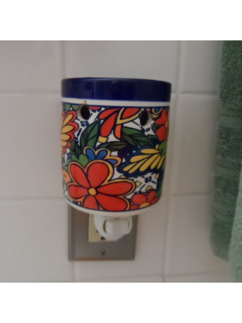 Talavera Electric Wax Warmer Plug-In Floral Ceramic Aromatherapy Home Decor - Picture 6 of 7